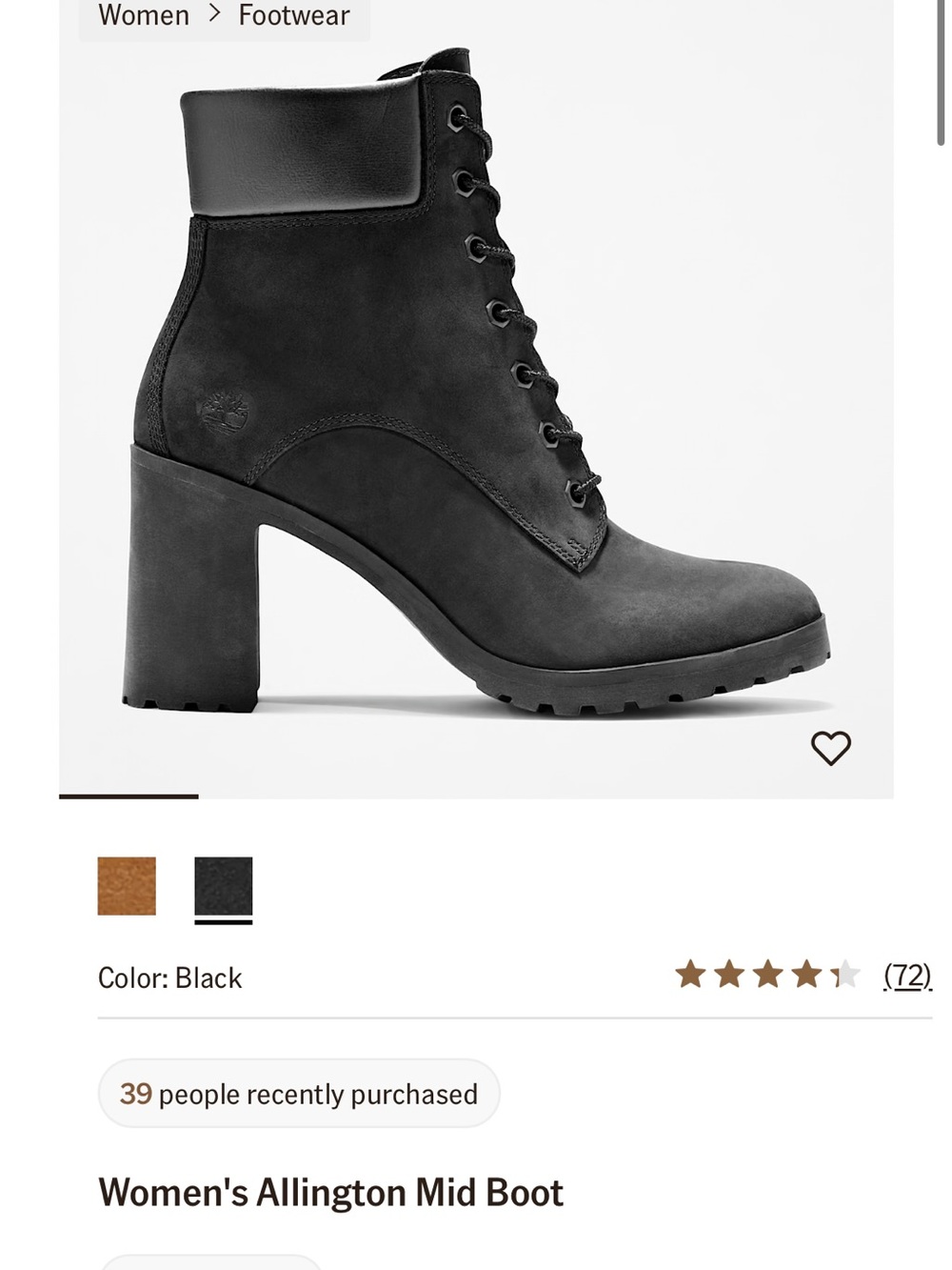 Timberland Black Women's Heeled Lace-Up Boot